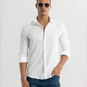 Diamond Textured Premium White Shirt