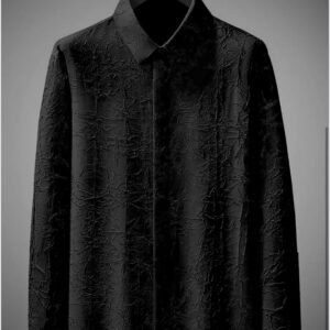 MEN'S EXCLUSIVE BLACK COTTAN FABRIC ITALIAN CRUSH SHIRT