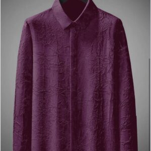 MEN'S EXCLUSIVE WINE COTTAN FABRIC ITALIAN CRUSH SHIRT