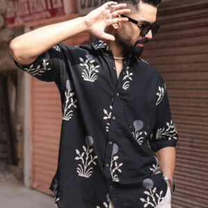 Trending Black Floral Half Sleeve Printed shirt