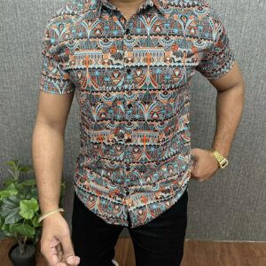 MEN'S COTTON FABRIC DIGITAL PRINT TRADITIONAL SHIRT
