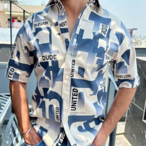 MEN'S EXCLUSIVE HEVY COTTON PRINTED DOWNSHOULDER UNIQUE SHIRT