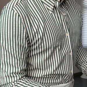 Men's Casual White Full Sleeve Cotton Italian Strip Crush Shirt