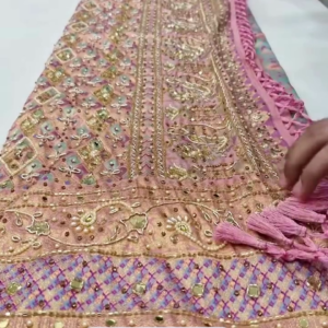 Classic Pretty Traditional Thread Embroidery With Top Notch Sequin Work On Georgette Fabric