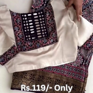 Women’s Beautiful Georgette Mono Bengalori Silk Bandhani Heavy Work Border With Two Side Work Blouse